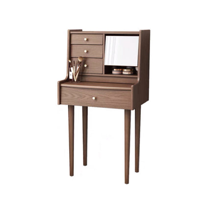 Traditional Wooden Makeup Vanity Desk Table with Stool for Bedroom Makeup Vanity 24"L x 18"W x 45"H Walnut Clearhalo 'Bedroom Furniture' 'furn' 'furn_makeup_vanities' 'Furniture' 'Makeup Vanities' 'makeup_vanities' 5453420