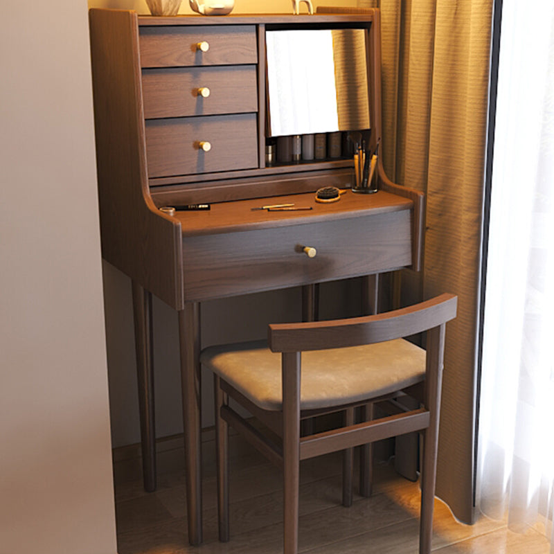 Traditional Wooden Makeup Vanity Desk Table with Stool for Bedroom Clearhalo 'Bedroom Furniture' 'furn' 'furn_makeup_vanities' 'Furniture' 'Makeup Vanities' 'makeup_vanities' 5453421