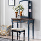 Victorian Makeup Vanity Table with Drawers and Stool for Bedroom