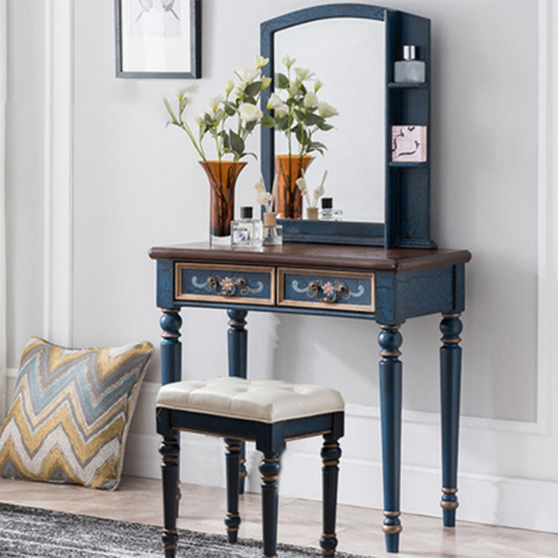 ベッドルーム用の引き出しとスツールのあるビクトリア朝のメイクアップバニティテーブル