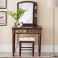Victorian Makeup Vanity Table with Drawers and Stool for Bedroom