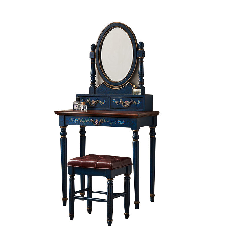 Victorian Makeup Vanity Table with Drawers and Stool for Bedroom