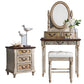 Victorian Makeup Vanity Table with Drawers and Stool for Bedroom