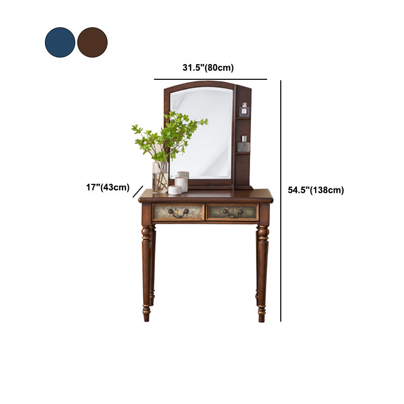 Victorian Makeup Vanity Table with Drawers and Stool for Bedroom