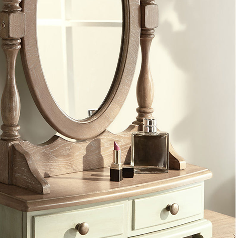 Tabouret maréptable victorien avec miroir et tiroirs pour chambre à coucher