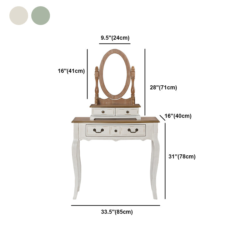 Tabouret maréptable victorien avec miroir et tiroirs pour chambre à coucher