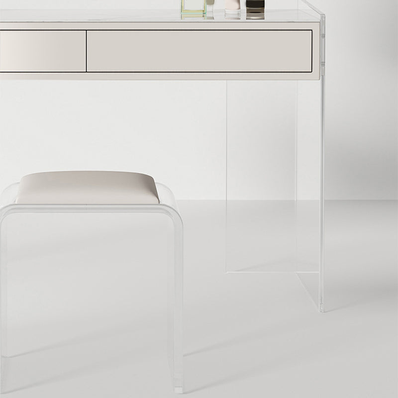 White Make-up Vanity with 2 Drawers and Stool for Bedroom 31.5" High Clearhalo 'Bedroom Furniture' 'furn' 'furn_makeup_vanities' 'Furniture' 'Makeup Vanities' 'makeup_vanities' 5453486