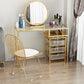 Glam Golden Glass Top Make-up Vanity for Bedroom 29.53" Height