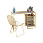 Glam Golden Glass Top Make-up Vanity for Bedroom 29.53" Height