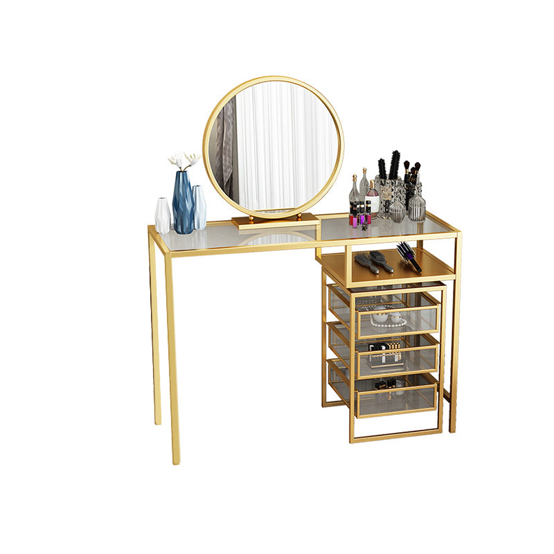 Glam Golden Glass Top Make-up Vanity for Bedroom 29.53" Height
