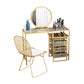 Glam Golden Glass Top Make-up Vanity for Bedroom 29.53" Height