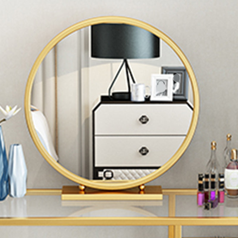 Glam Golden Glass Top Make-up Vanity for Bedroom 29.53" Height