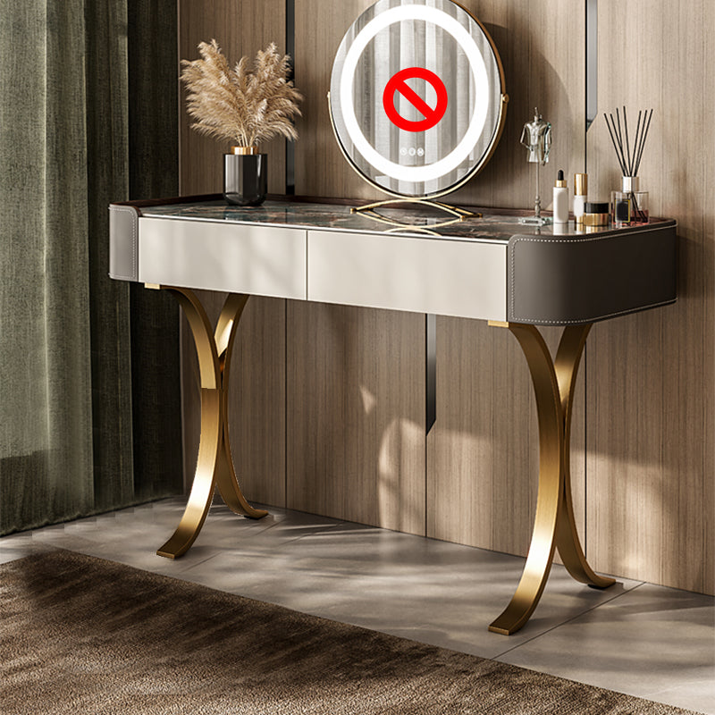 Makeup Vanity Table With Drawer and White Stool Set for Bedroom Makeup Vanity Gold Clearhalo 'Bedroom Furniture' 'furn' 'furn_makeup_vanities' 'Furniture' 'Makeup Vanities' 'makeup_vanities' 5453530