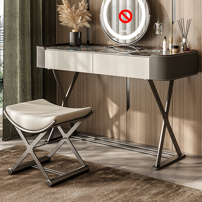 Makeup Vanity Table With Drawer and White Stool Set for Bedroom Makeup Vanity & Stools Black Clearhalo 'Bedroom Furniture' 'furn' 'furn_makeup_vanities' 'Furniture' 'Makeup Vanities' 'makeup_vanities' 5453533