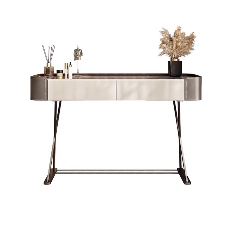 Makeup Vanity Table With Drawer and White Stool Set for Bedroom Clearhalo 'Bedroom Furniture' 'furn' 'furn_makeup_vanities' 'Furniture' 'Makeup Vanities' 'makeup_vanities' 5453540