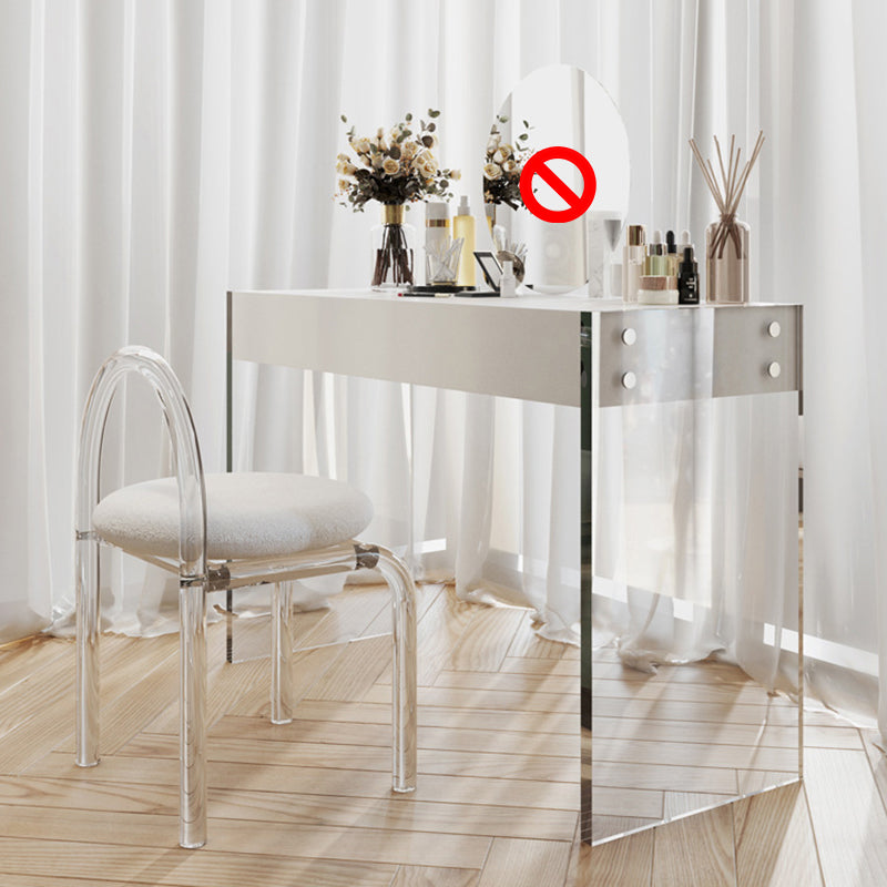 White Slate Top Make-up Vanity with Drawer for Bedroom 29.5" Makeup Vanity & Stools 47"L x 18"W x 30"H White Clearhalo 'Bedroom Furniture' 'furn' 'furn_makeup_vanities' 'Furniture' 'Makeup Vanities' 'makeup_vanities' 5453601