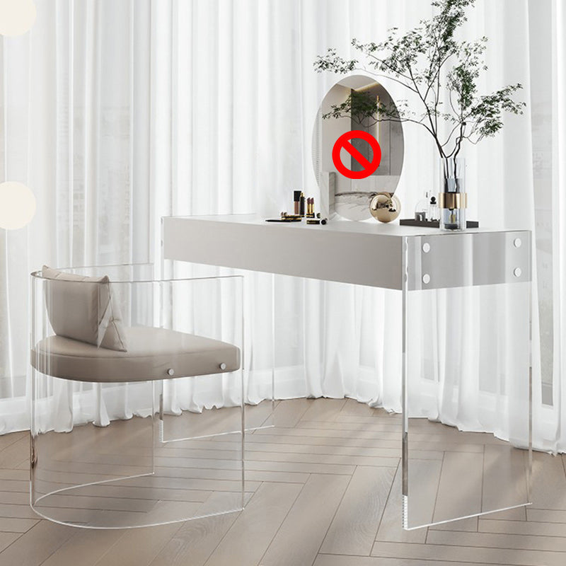 White Slate Top Make-up Vanity with Drawer for Bedroom 29.5" Makeup Vanity & Stools 47"L x 18"W x 30"H Clear Clearhalo 'Bedroom Furniture' 'furn' 'furn_makeup_vanities' 'Furniture' 'Makeup Vanities' 'makeup_vanities' 5453605