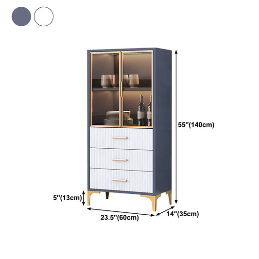 Sideboard di stoccaggio in legno ingegnerizzato in stile glam con porte di vetro