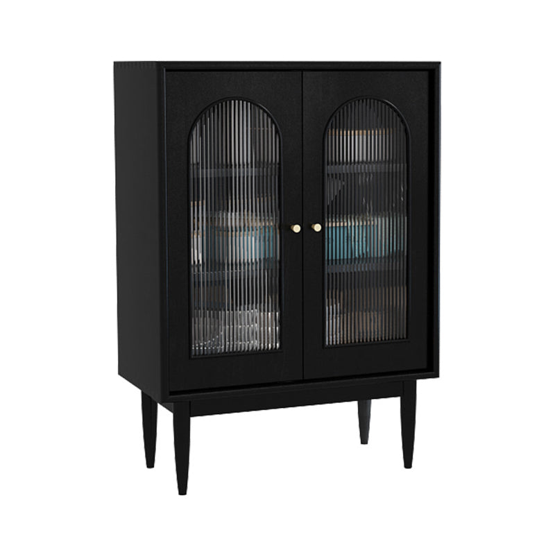 15.75"W Sideboard Contemporary Style Solid Wood Dining Server for Living Room Kitchen 30"L x 16"W x 43"H Black Vertical Glass Clearhalo 'buffet_sideboard' 'Buffets & Sideboards' 'furn' 'furn_buffet_sideboard' 'Furniture' 'Kitchen & Dining Furniture' 5453840