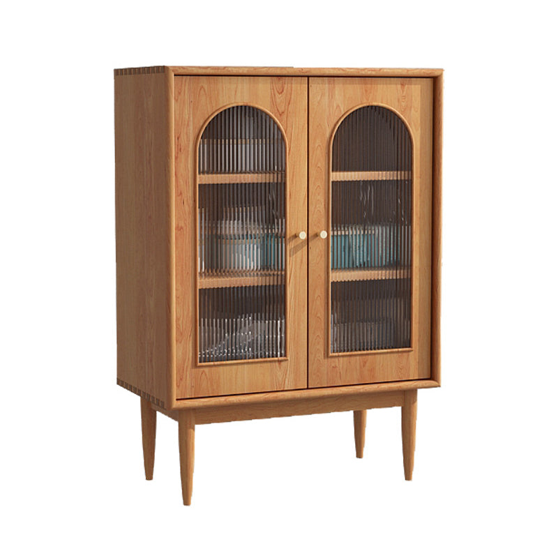 15.75"W Sideboard Contemporary Style Solid Wood Dining Server for Living Room Kitchen 30"L x 16"W x 43"H Cherry Wood Vertical Glass Clearhalo 'buffet_sideboard' 'Buffets & Sideboards' 'furn' 'furn_buffet_sideboard' 'Furniture' 'Kitchen & Dining Furniture' 5453852