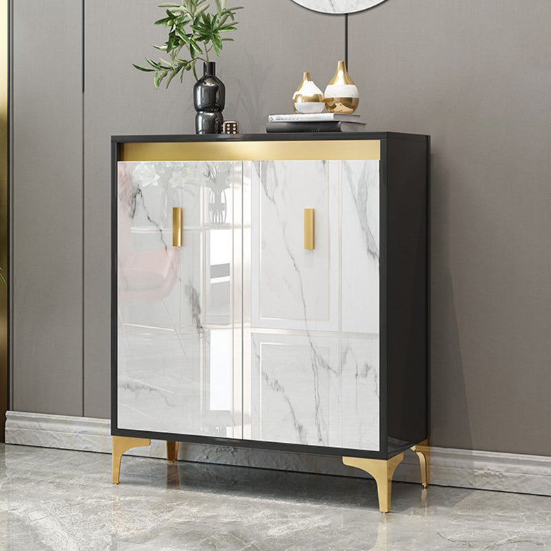 Glam Engineered Wood Sideboard Kitchen Dining Room Sideboard 31"L x 14"W x 38"H Black Clearhalo 'buffet_sideboard' 'Buffets & Sideboards' 'furn' 'furn_buffet_sideboard' 'Furniture' 'Kitchen & Dining Furniture' 5453862