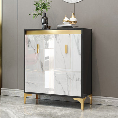 Glam Engineered Wood Sideboard Kitchen Dining Room Sideboard 31"L x 14"W x 38"H Black Clearhalo 'buffet_sideboard' 'Buffets & Sideboards' 'furn' 'furn_buffet_sideboard' 'Furniture' 'Kitchen & Dining Furniture' 5453862