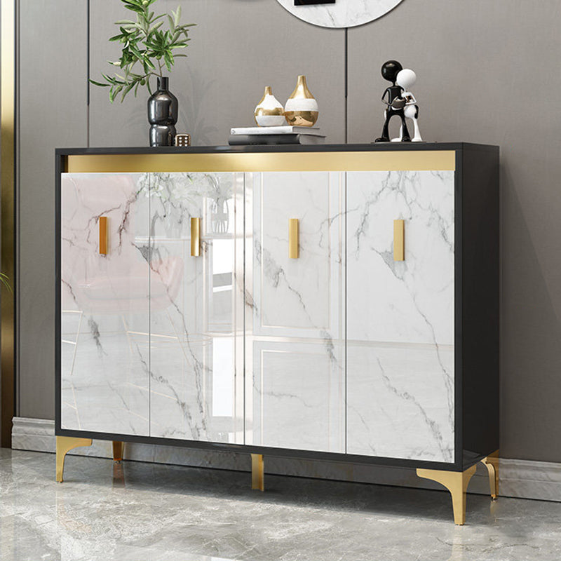 Glam Engineered Wood Sideboard Kitchen Dining Room Sideboard 47"L x 14"W x 38"H Black Clearhalo 'buffet_sideboard' 'Buffets & Sideboards' 'furn' 'furn_buffet_sideboard' 'Furniture' 'Kitchen & Dining Furniture' 5453865