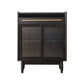 Modern Wood 36"H Sideboard Buffet Door Dining Room Buffet Server with Sliding Doors 30"L x 16"W x 36"H Black Clearhalo 'buffet_sideboard' 'Buffets & Sideboards' 'furn' 'furn_buffet_sideboard' 'Furniture' 'Kitchen & Dining Furniture' 5454028