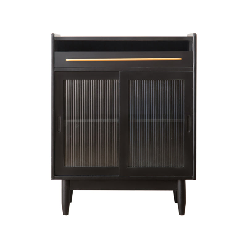 Modern Wood 36"H Sideboard Buffet Door Dining Room Buffet Server with Sliding Doors 30"L x 16"W x 36"H Black Clearhalo 'buffet_sideboard' 'Buffets & Sideboards' 'furn' 'furn_buffet_sideboard' 'Furniture' 'Kitchen & Dining Furniture' 5454028
