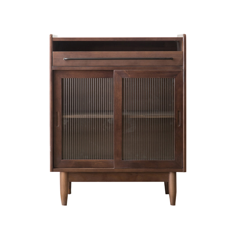 Modern Wood 36"H Sideboard Buffet Door Dining Room Buffet Server with Sliding Doors 30"L x 16"W x 36"H Walnut Clearhalo 'buffet_sideboard' 'Buffets & Sideboards' 'furn' 'furn_buffet_sideboard' 'Furniture' 'Kitchen & Dining Furniture' 5454035