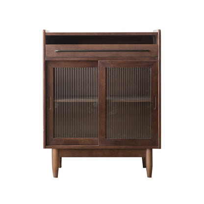 Modern Wood 36"H Sideboard Buffet Door Dining Room Buffet Server with Sliding Doors 30"L x 16"W x 36"H Walnut Clearhalo 'buffet_sideboard' 'Buffets & Sideboards' 'furn' 'furn_buffet_sideboard' 'Furniture' 'Kitchen & Dining Furniture' 5454035