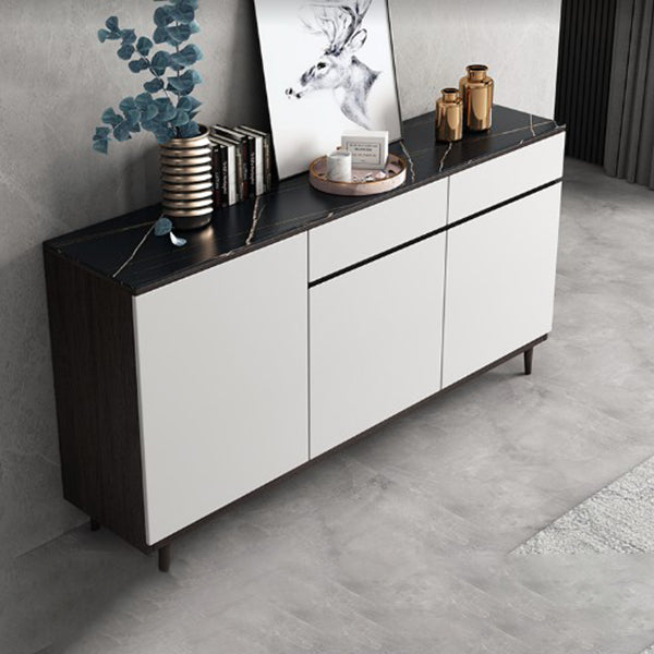 Modern Engineered Wood 33.4"H Sideboard Buffet 2-Drawer Dining Room Buffet Server 47"L x 14"W x 33"H Black Clearhalo 'buffet_sideboard' 'Buffets & Sideboards' 'furn' 'furn_buffet_sideboard' 'Furniture' 'Kitchen & Dining Furniture' 5454052