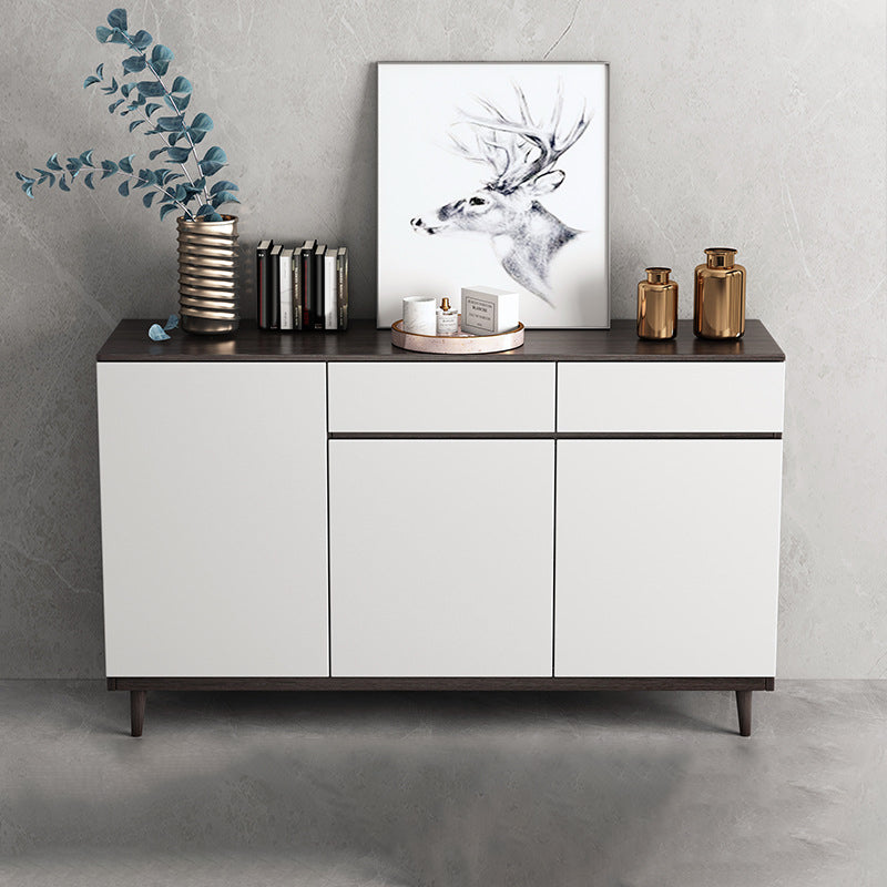 Modern Engineered Wood 33.4"H Sideboard Buffet 2-Drawer Dining Room Buffet Server 47"L x 14"W x 33"H Walnut Clearhalo 'buffet_sideboard' 'Buffets & Sideboards' 'furn' 'furn_buffet_sideboard' 'Furniture' 'Kitchen & Dining Furniture' 5454053