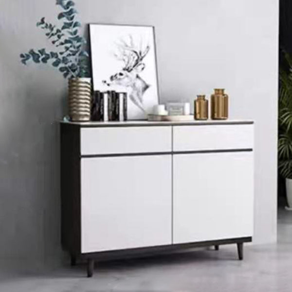 Modern Engineered Wood 33.4"H Sideboard Buffet 2-Drawer Dining Room Buffet Server 39"L x 14"W x 33"H White Clearhalo 'buffet_sideboard' 'Buffets & Sideboards' 'furn' 'furn_buffet_sideboard' 'Furniture' 'Kitchen & Dining Furniture' 5454054