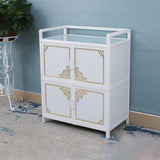 White Aluminum Frame Sideboard Tempered Glass Top Cupboard for Kitchen Clearhalo 'buffet_sideboard' 'Buffets & Sideboards' 'furn' 'furn_buffet_sideboard' 'Furniture' 'Kitchen & Dining Furniture' 5454061