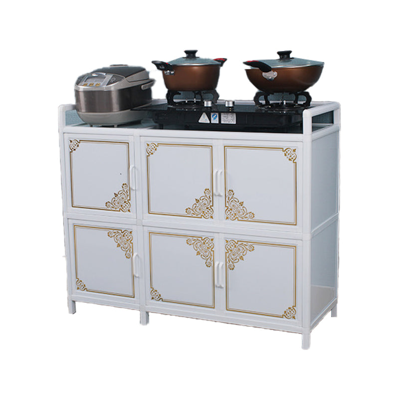 White Aluminum Frame Sideboard Tempered Glass Top Cupboard for Kitchen https: res.litfad.com site img item 2022 08 04 5454062 1200x1200.jpg Clearhalo 'buffet_sideboard' 'Buffets & Sideboards' 'furn' 'furn_buffet_sideboard' 'Furniture' 'Kitchen & Dining Furniture' 5454062