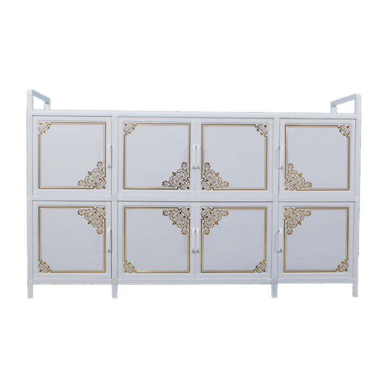 White Aluminum Frame Sideboard Tempered Glass Top Cupboard for Kitchen https: res.litfad.com site img item 2022 08 07 5454063 1200x1200.jpg Clearhalo 'buffet_sideboard' 'Buffets & Sideboards' 'furn' 'furn_buffet_sideboard' 'Furniture' 'Kitchen & Dining Furniture' 5454063