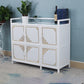 White Aluminum Frame Sideboard Tempered Glass Top Cupboard for Kitchen Clearhalo 'buffet_sideboard' 'Buffets & Sideboards' 'furn' 'furn_buffet_sideboard' 'Furniture' 'Kitchen & Dining Furniture' 5454066