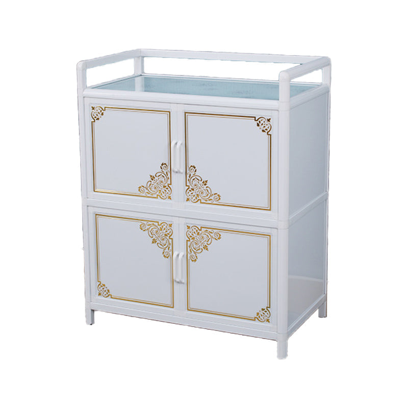 White Aluminum Frame Sideboard Tempered Glass Top Cupboard for Kitchen https: res.litfad.com site img item 2022 08 30 5454069 1200x1200.jpg Clearhalo 'buffet_sideboard' 'Buffets & Sideboards' 'furn' 'furn_buffet_sideboard' 'Furniture' 'Kitchen & Dining Furniture' 5454069