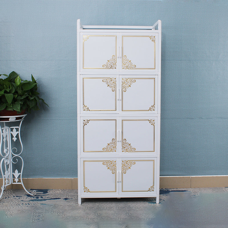 White Aluminum Frame Sideboard Tempered Glass Top Cupboard for Kitchen Clearhalo 'buffet_sideboard' 'Buffets & Sideboards' 'furn' 'furn_buffet_sideboard' 'Furniture' 'Kitchen & Dining Furniture' 5454071