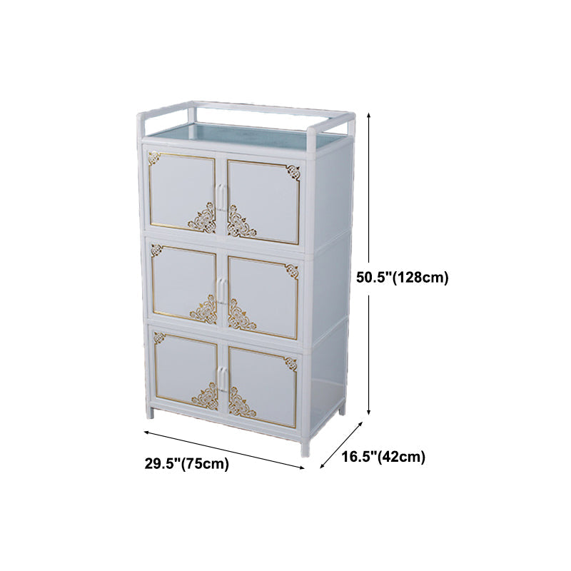 White Aluminum Frame Sideboard Tempered Glass Top Cupboard for Kitchen Clearhalo 'buffet_sideboard' 'Buffets & Sideboards' 'furn' 'furn_buffet_sideboard' 'Furniture' 'Kitchen & Dining Furniture' 5454073