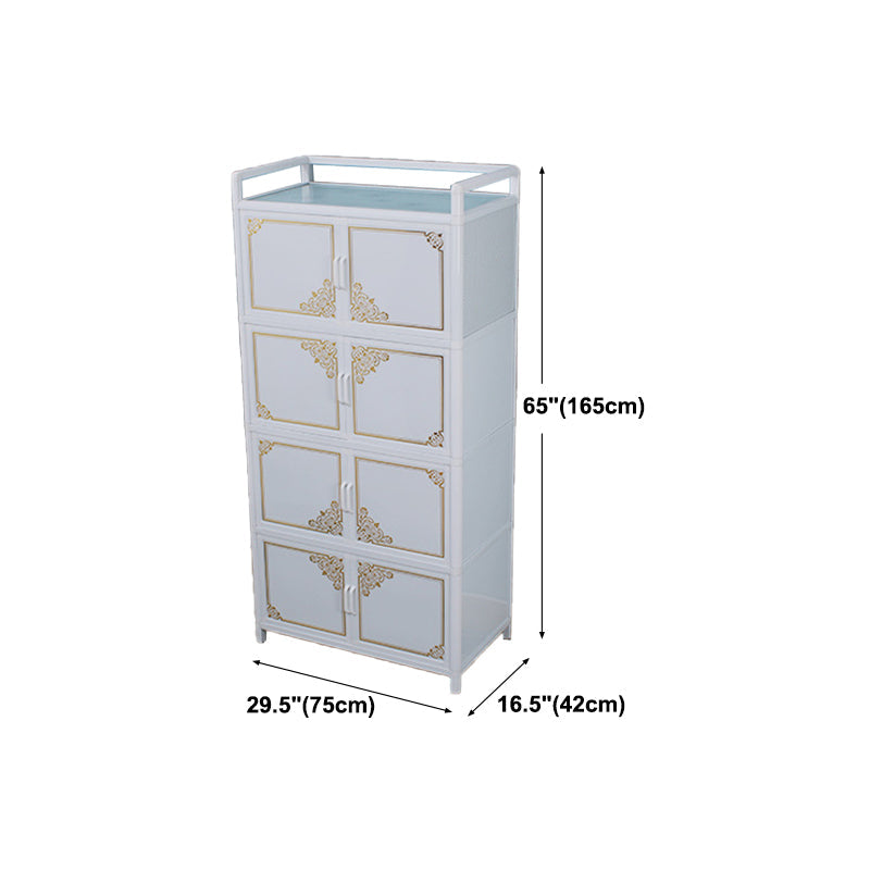White Aluminum Frame Sideboard Tempered Glass Top Cupboard for Kitchen Clearhalo 'buffet_sideboard' 'Buffets & Sideboards' 'furn' 'furn_buffet_sideboard' 'Furniture' 'Kitchen & Dining Furniture' 5454074