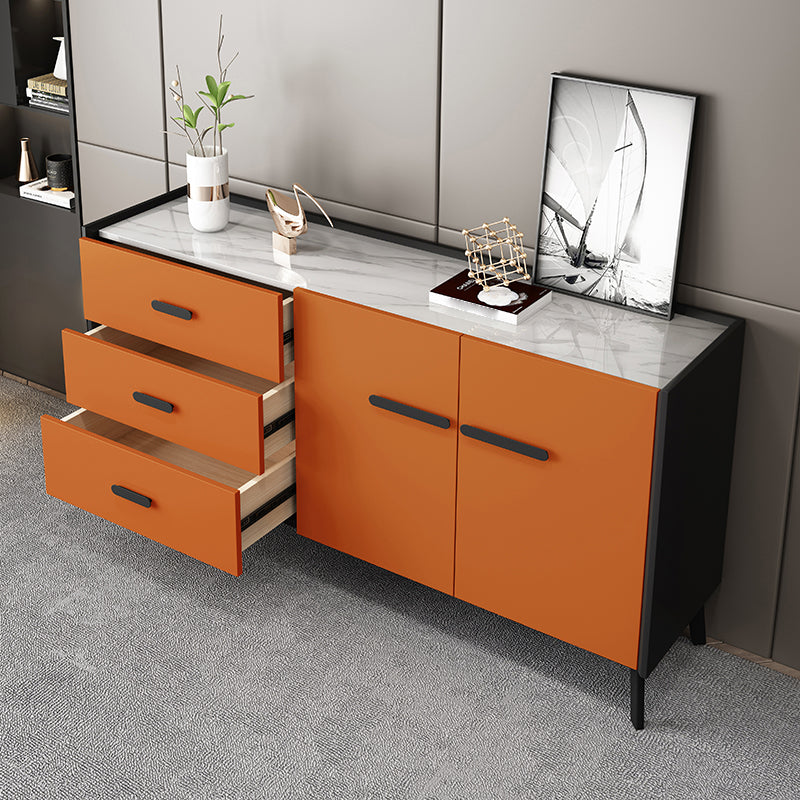 3-Drawer Engineered Wood Sideboard Modern Stone Countertop Dining Server for Restaurant Clearhalo 'buffet_sideboard' 'Buffets & Sideboards' 'furn' 'furn_buffet_sideboard' 'Furniture' 'Kitchen & Dining Furniture' 5454079
