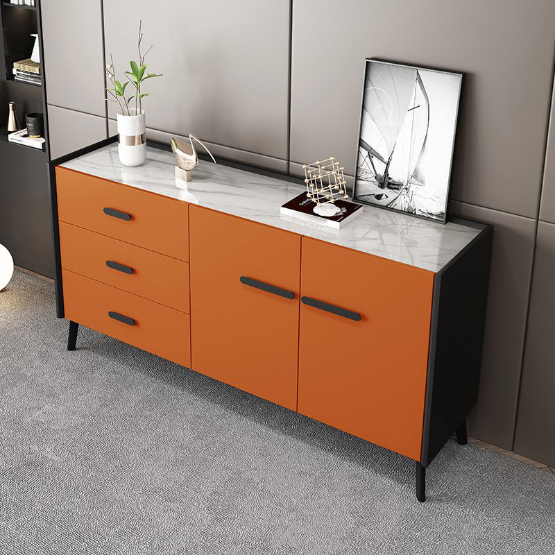 3-Drawer Engineered Wood Sideboard Modern Stone Countertop Dining Server for Restaurant Clearhalo 'buffet_sideboard' 'Buffets & Sideboards' 'furn' 'furn_buffet_sideboard' 'Furniture' 'Kitchen & Dining Furniture' 5454080
