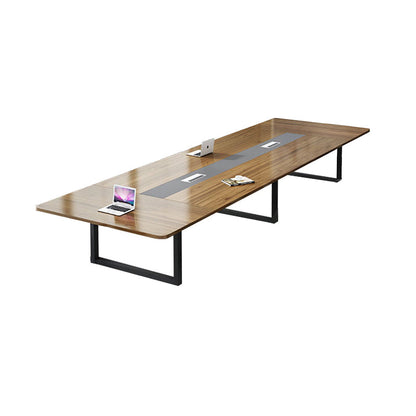 工業スタイルの台座ライティングデスクカーブドケーブル管理オフィスデスク