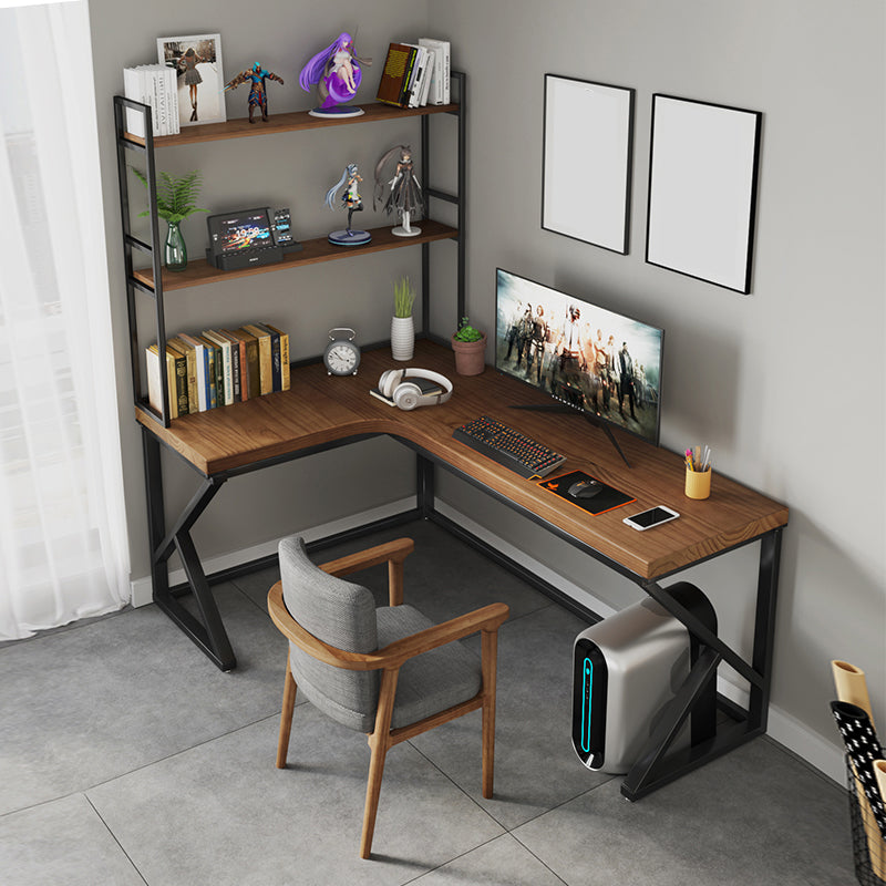 L字型作業テーブル産業用ソリッドウッド固定オフィステーブル