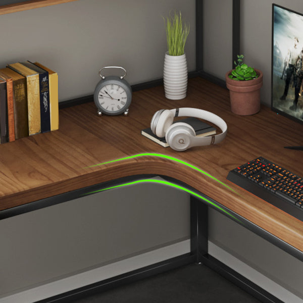 L字型作業テーブル産業用ソリッドウッド固定オフィステーブル