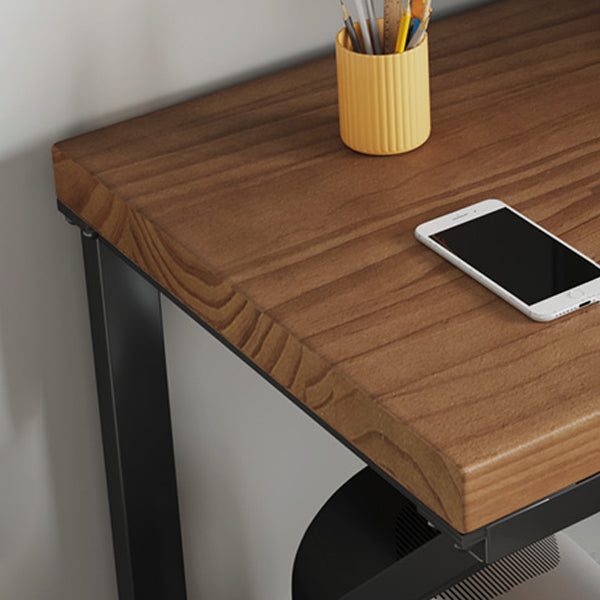 L字型作業テーブル産業用ソリッドウッド固定オフィステーブル