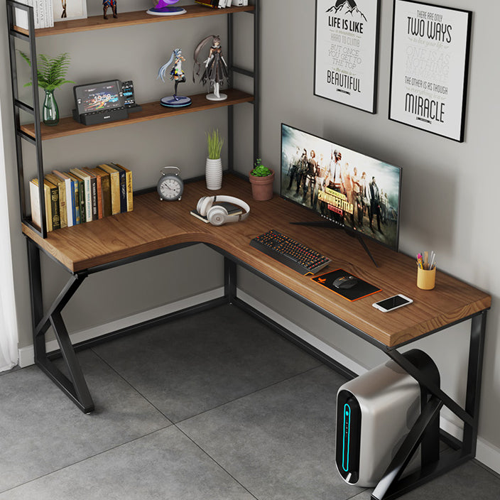 L字型作業テーブル産業用ソリッドウッド固定オフィステーブル