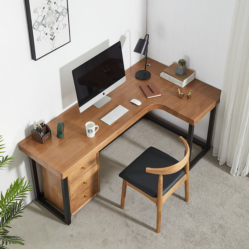 Solid Wood Home Office Tisch Industrie L-Form Arbeitstisch